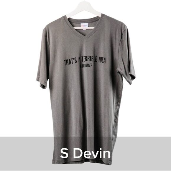 Lularoe Devin Short Sleeve V-neck Unisex Tee - Size Small - Picture 1 of 6